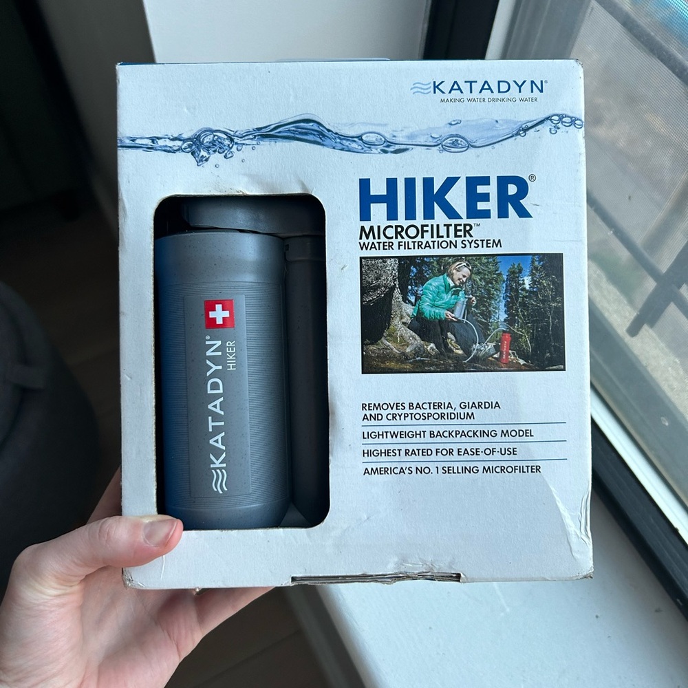 New in box Katadyn water filter hand pump for hiking backpacking and camping